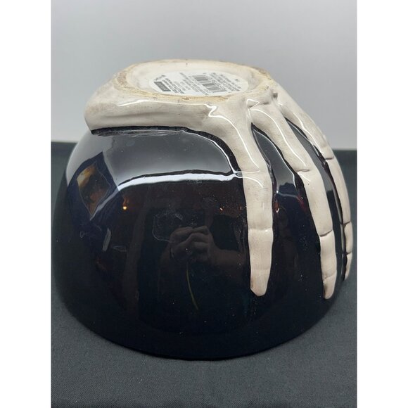 Ashland Skeleton Manor Halloween Bowl Black & White Ceramic Decorative Handwash - Picture 7 of 8